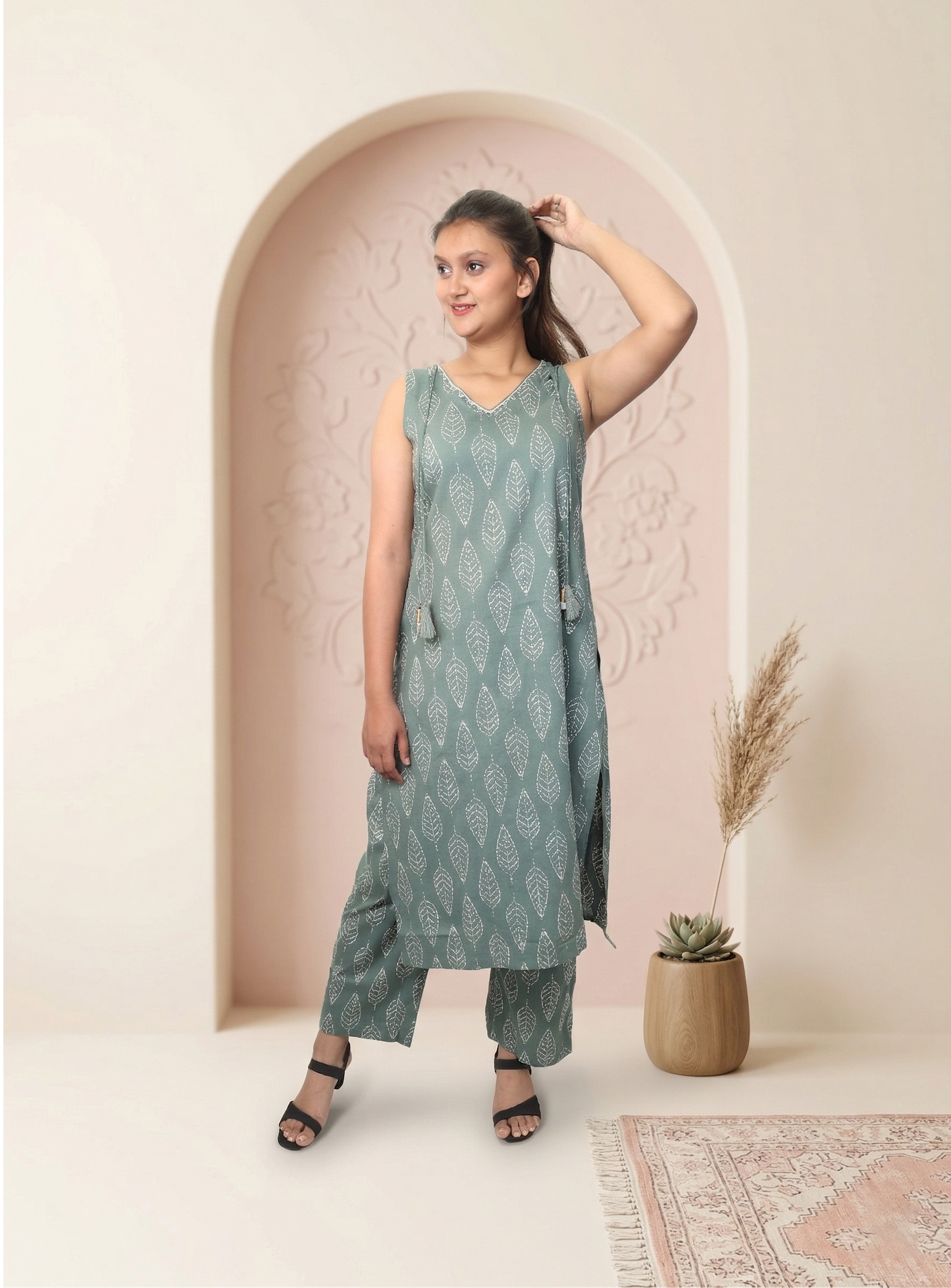 Green Printed Cotton Co-ord set