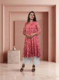 Red Lurex A-line kurti