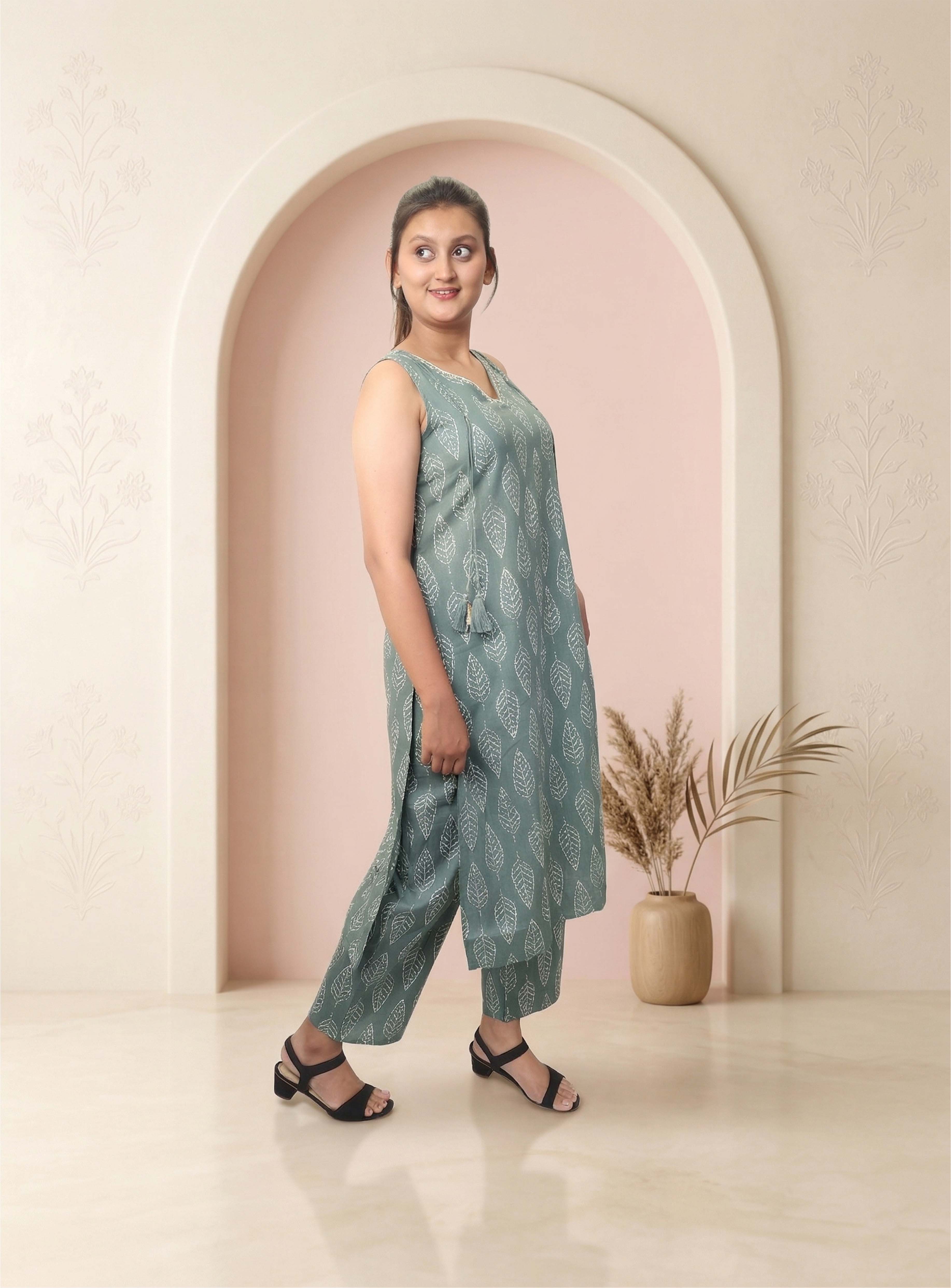 Green Printed Cotton Co-ord set