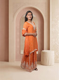 Rust orange handwork garara with dupatta