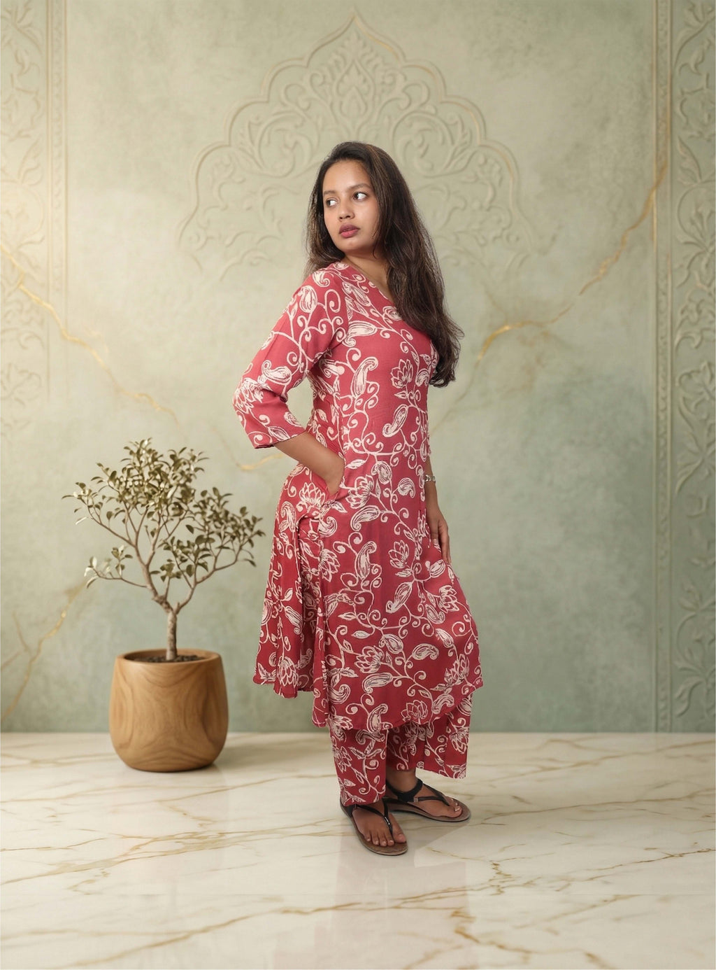 Pink Rayon Printed Co-ord Set