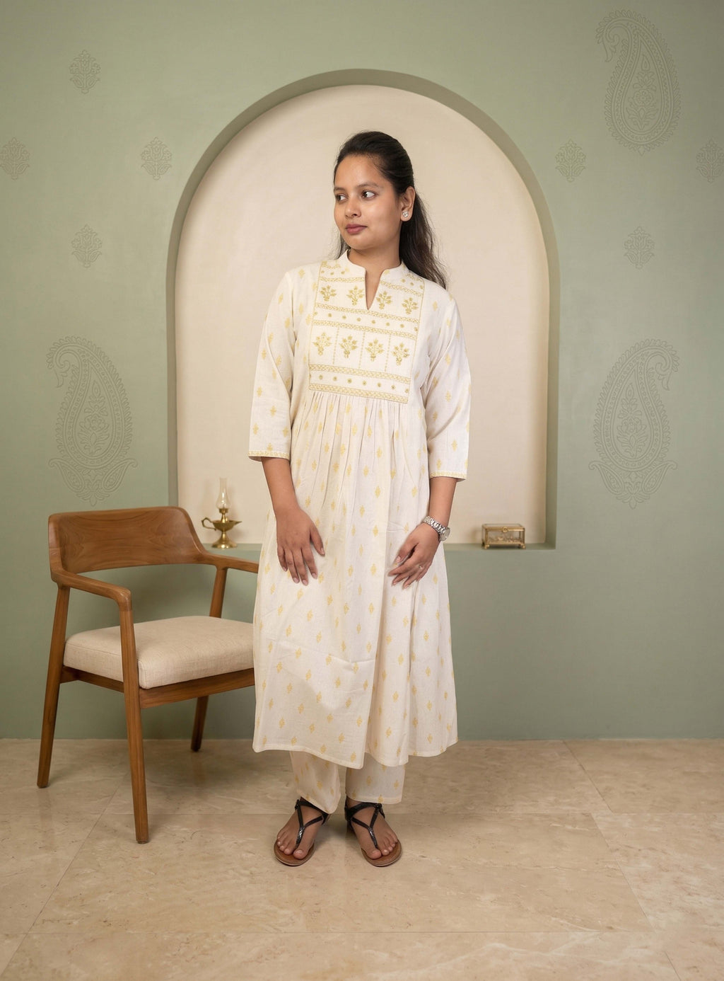 Handloom off white co-ord sets
