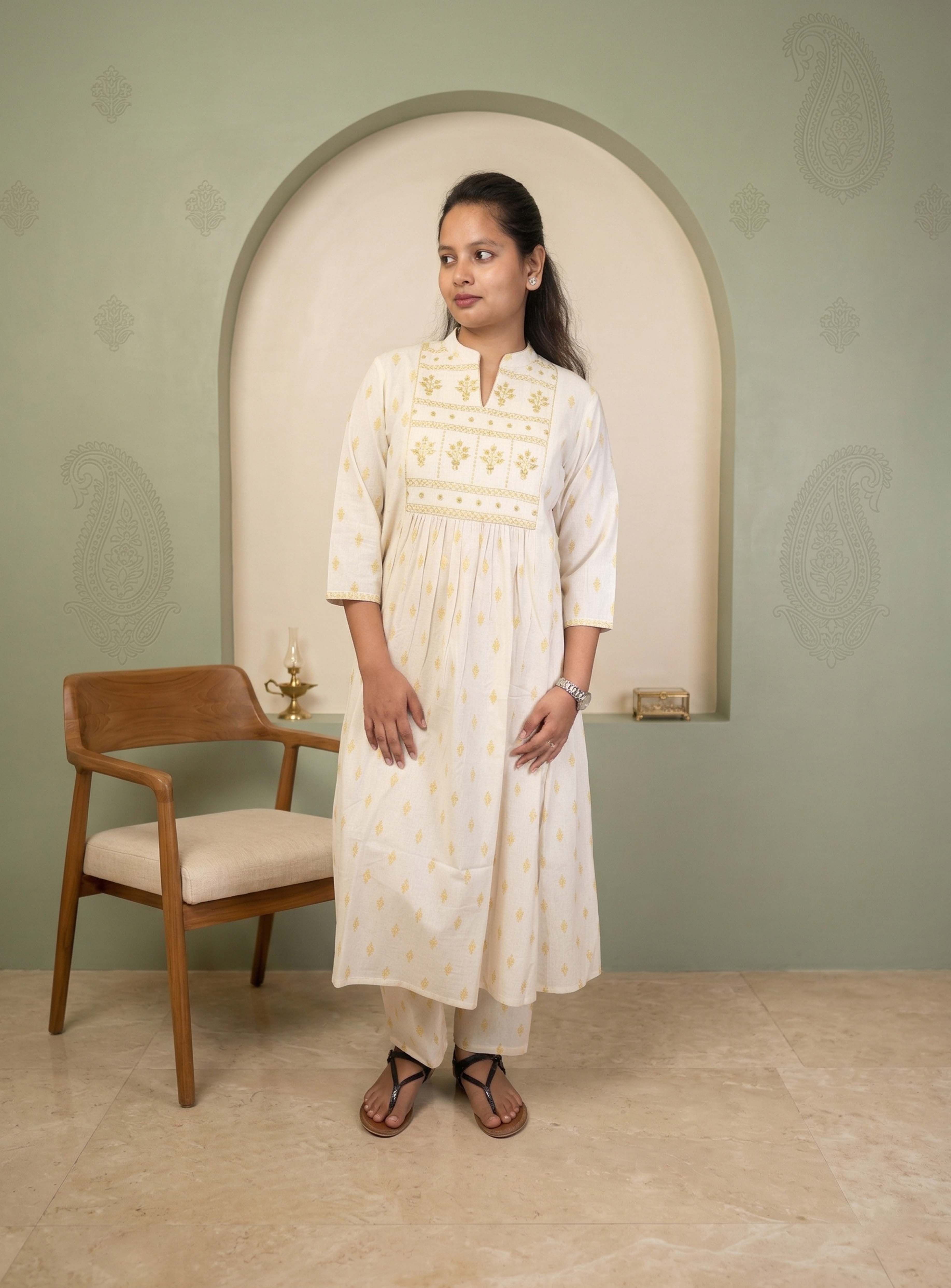 Handloom off white co-ord sets