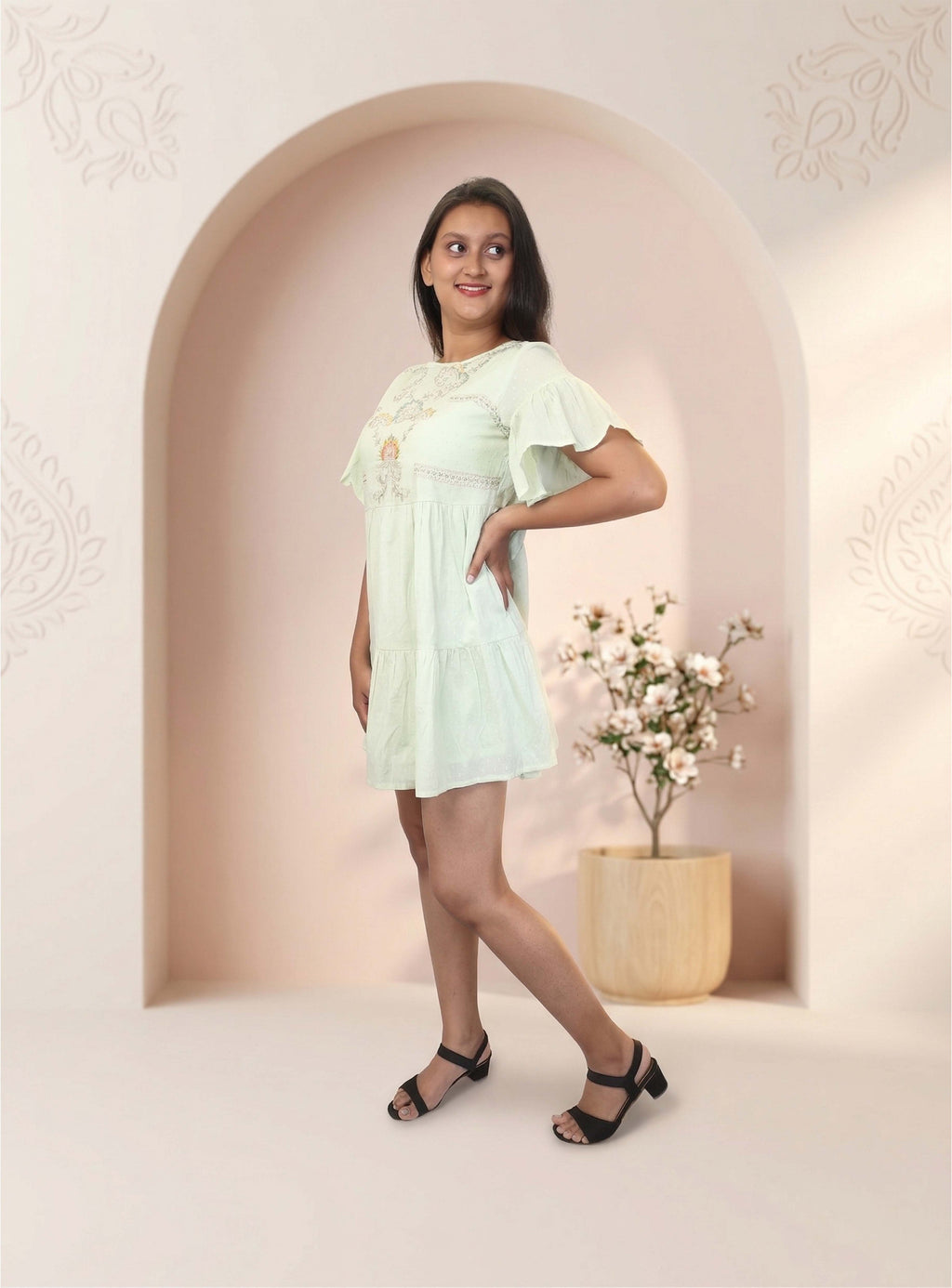 Pista threadwork dobby cotton dress