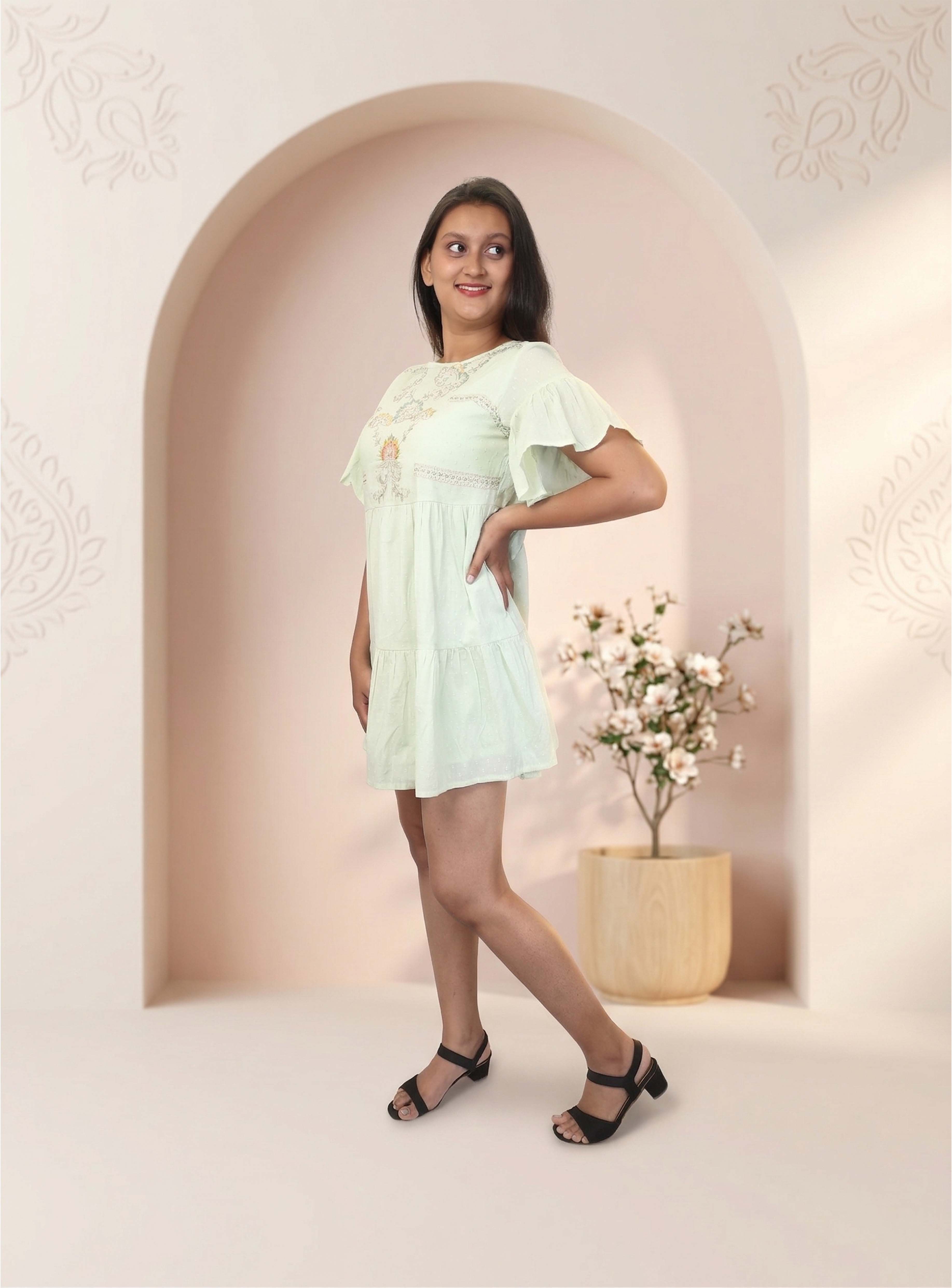 Pista threadwork dobby cotton dress