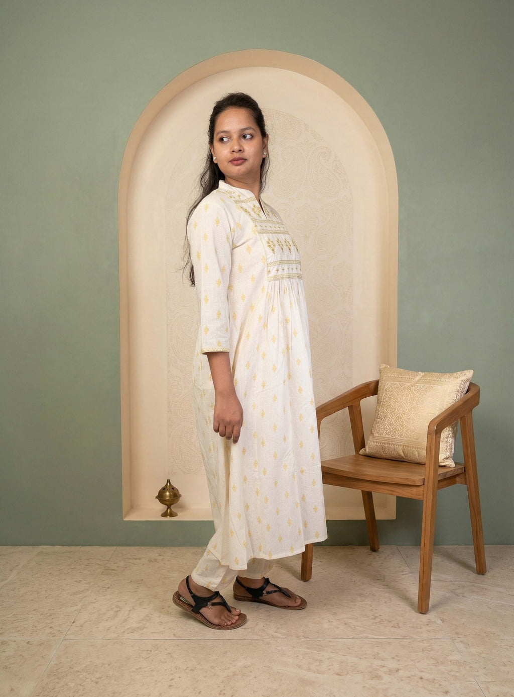 Handloom off white co-ord sets