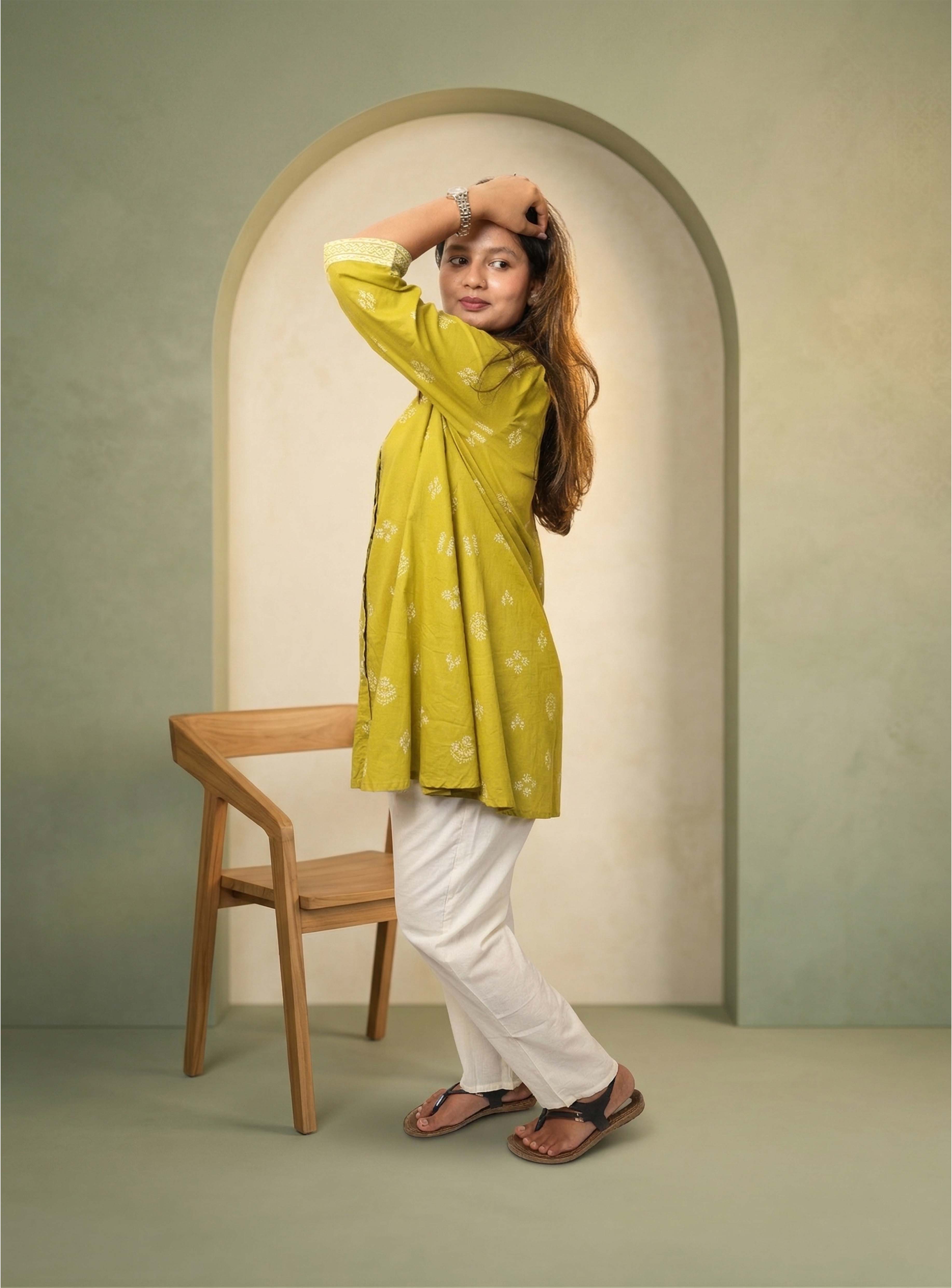Green Cotton printed Co-ord set
