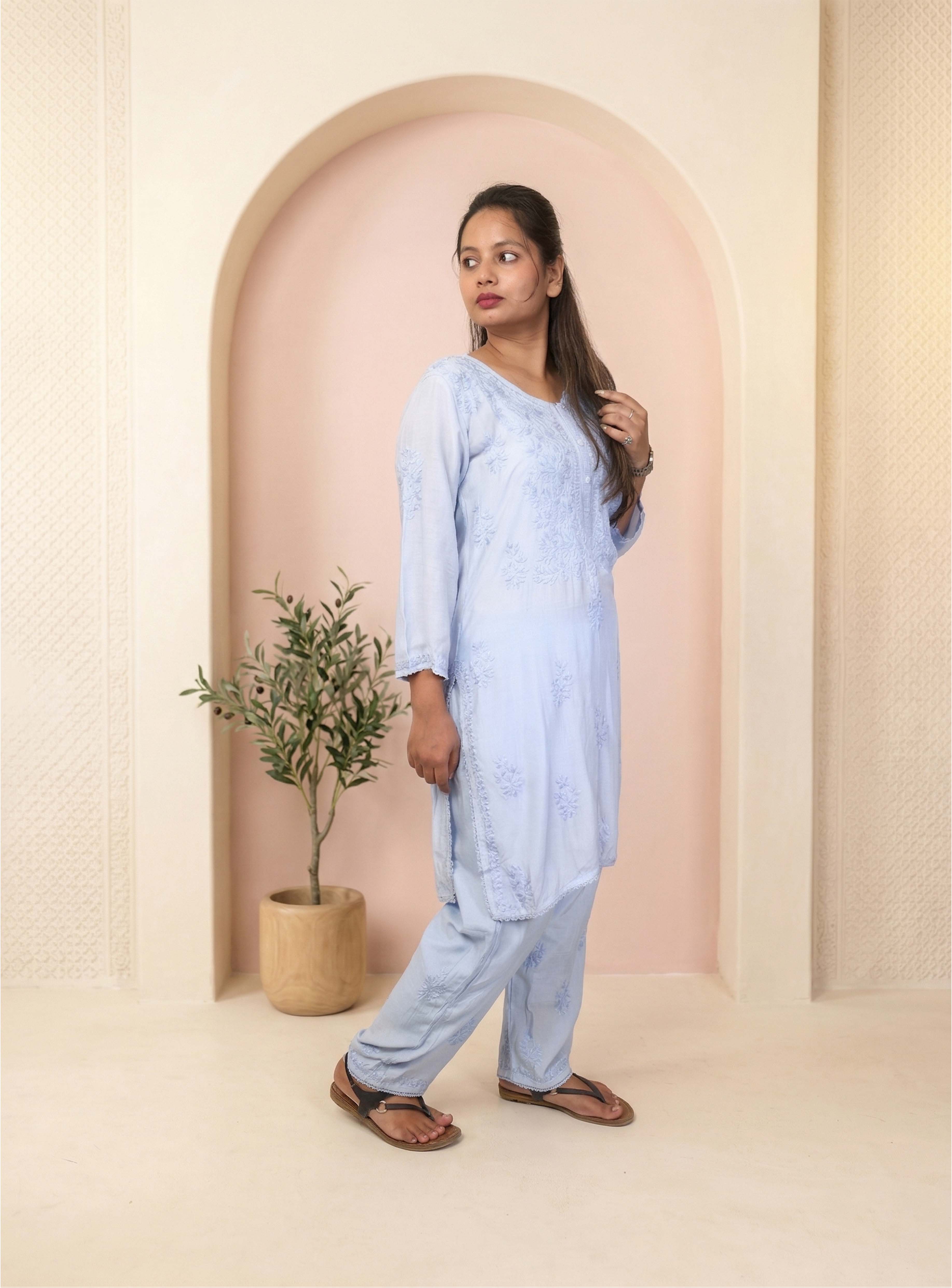 Lightblue  Modal Chicken Kari Co-ord set