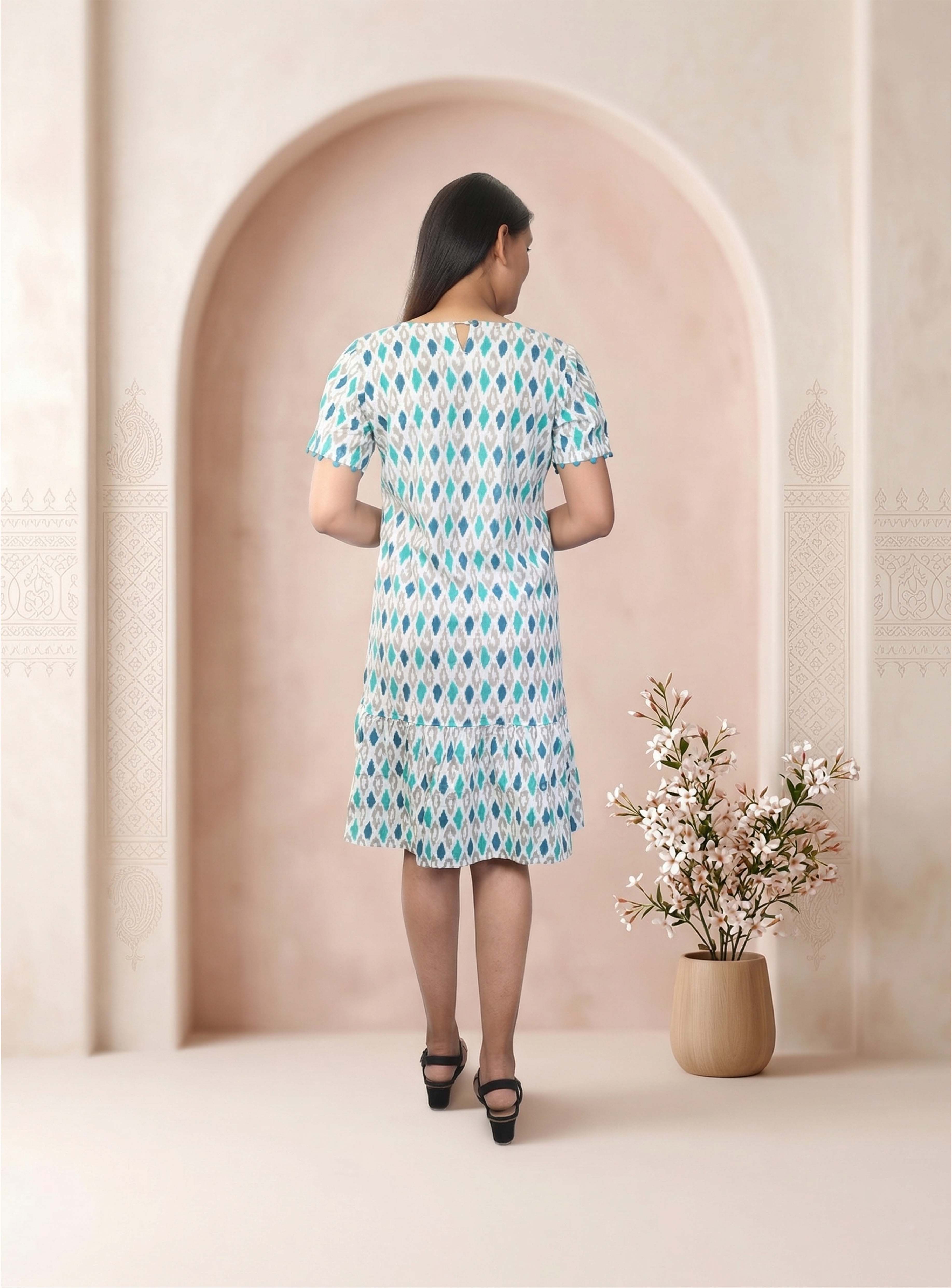 Green printed cotton dress