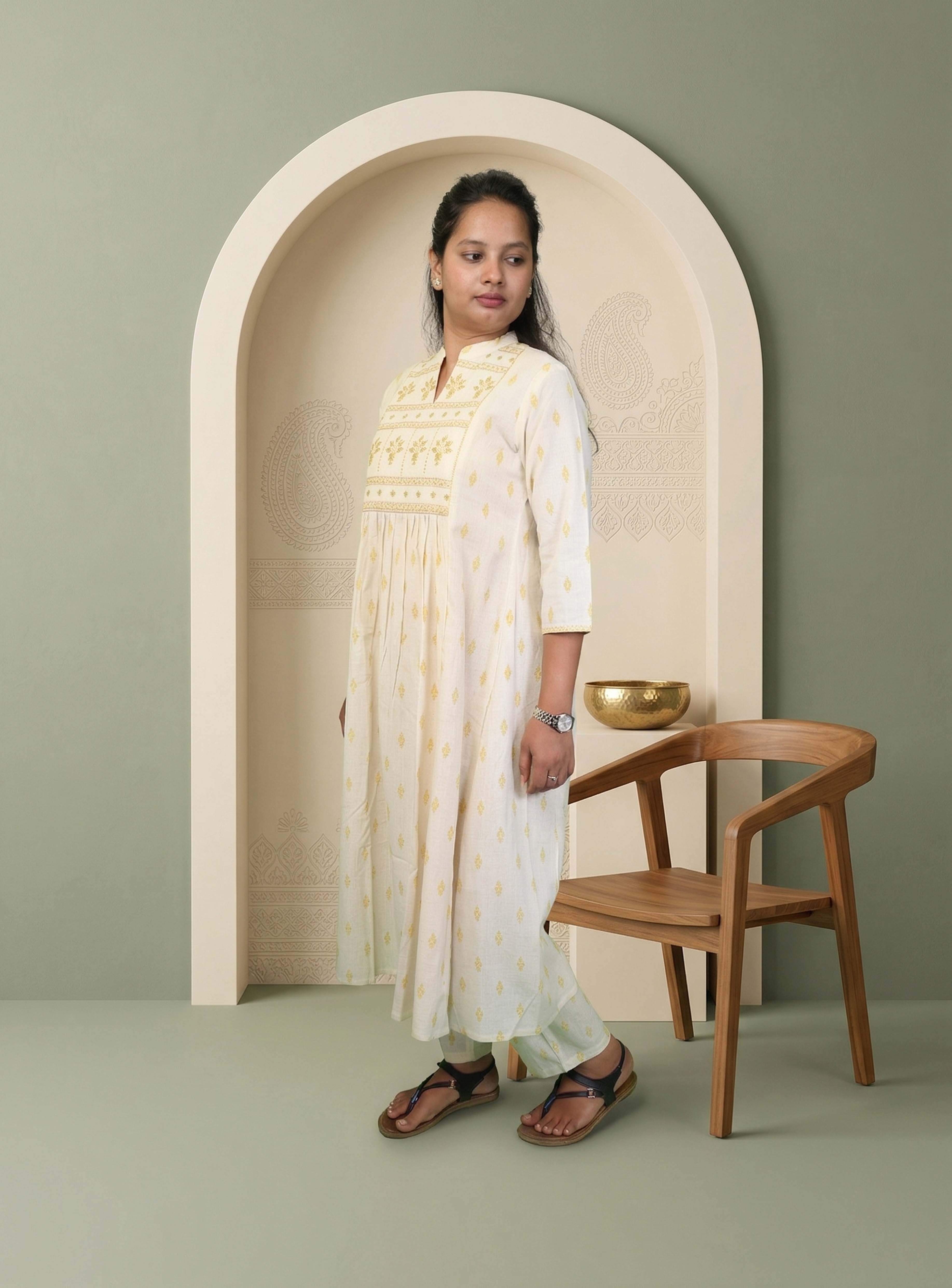 Handloom off white co-ord sets