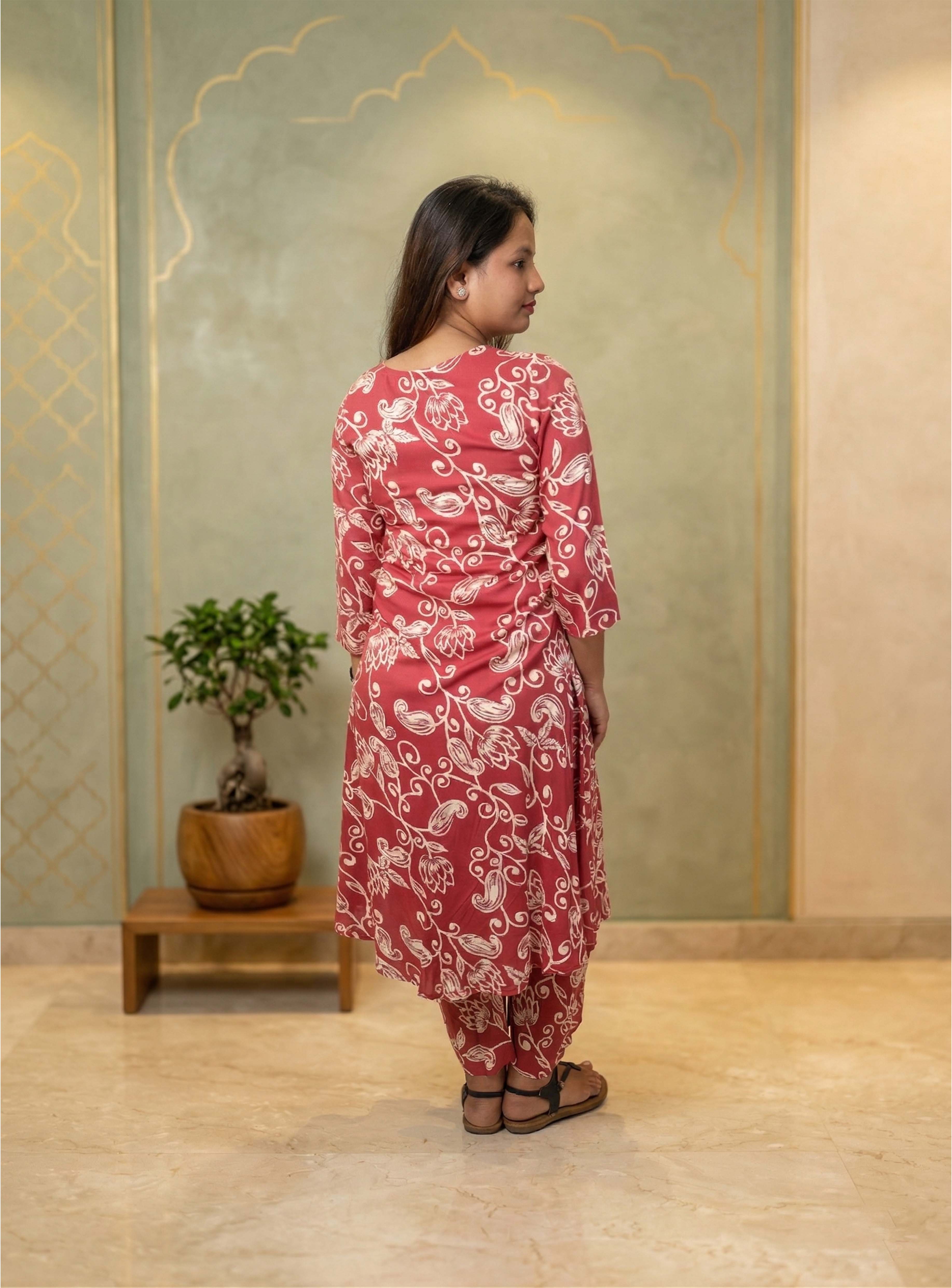 Pink Rayon Printed Co-ord Set
