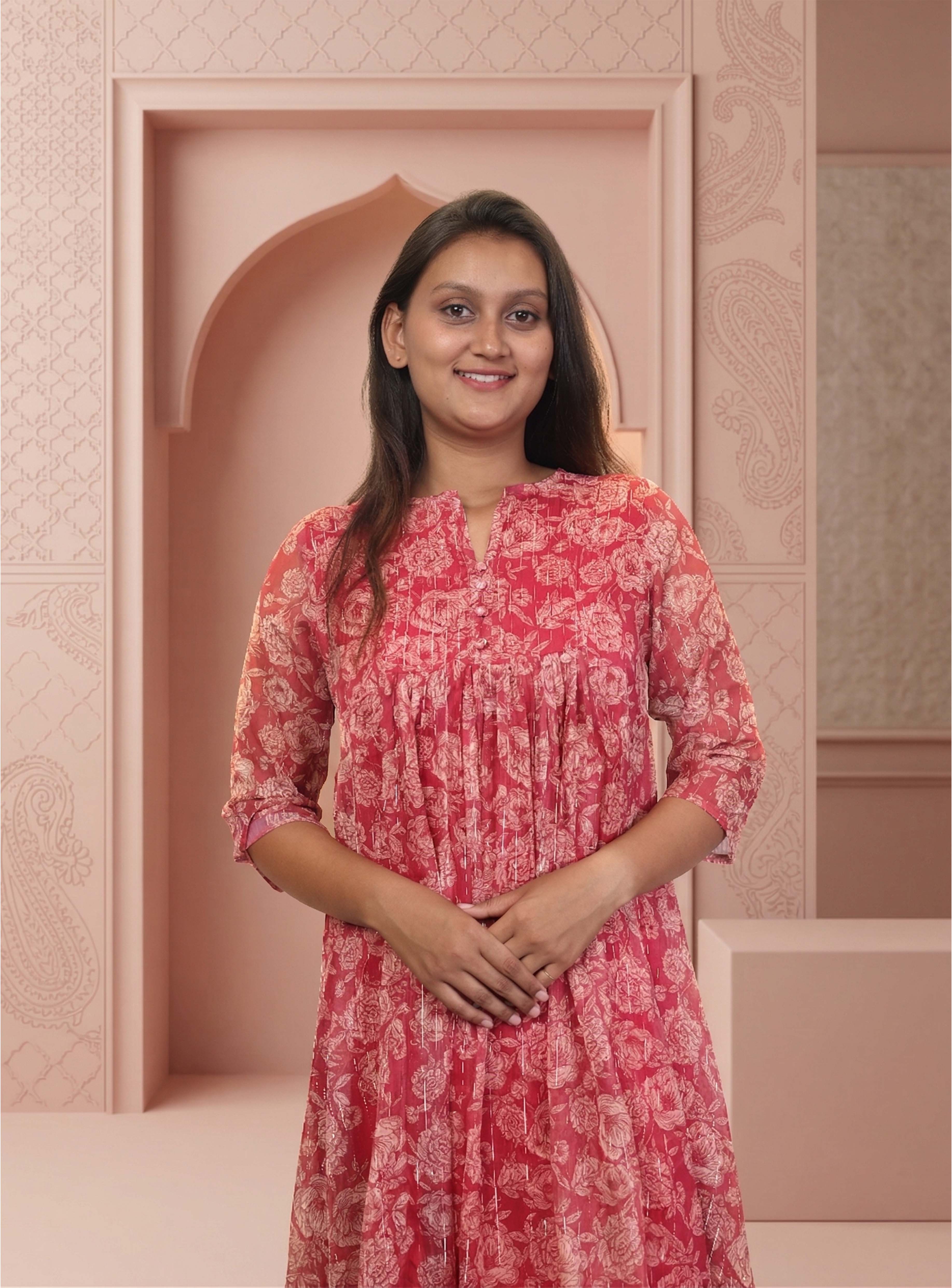 Red Lurex A-line kurti