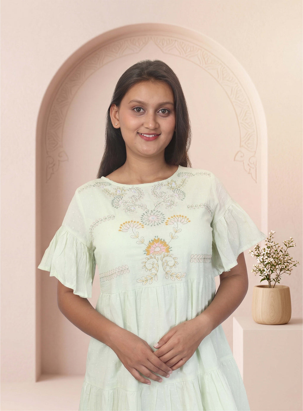 Pista threadwork dobby cotton dress