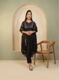 Black mul chanderi Anarkali suit with dupatta
