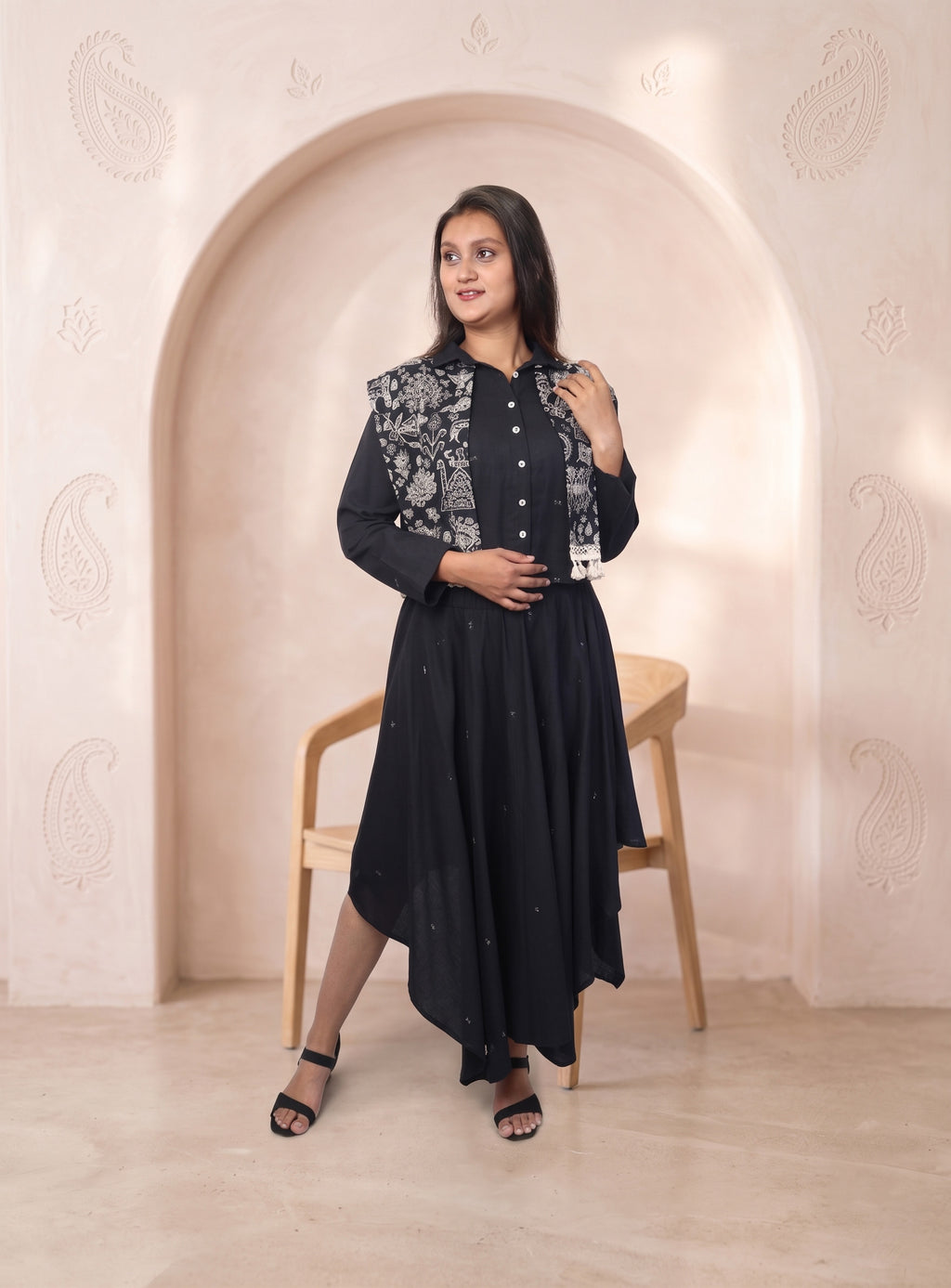 Black Handloom cotton co-ord set