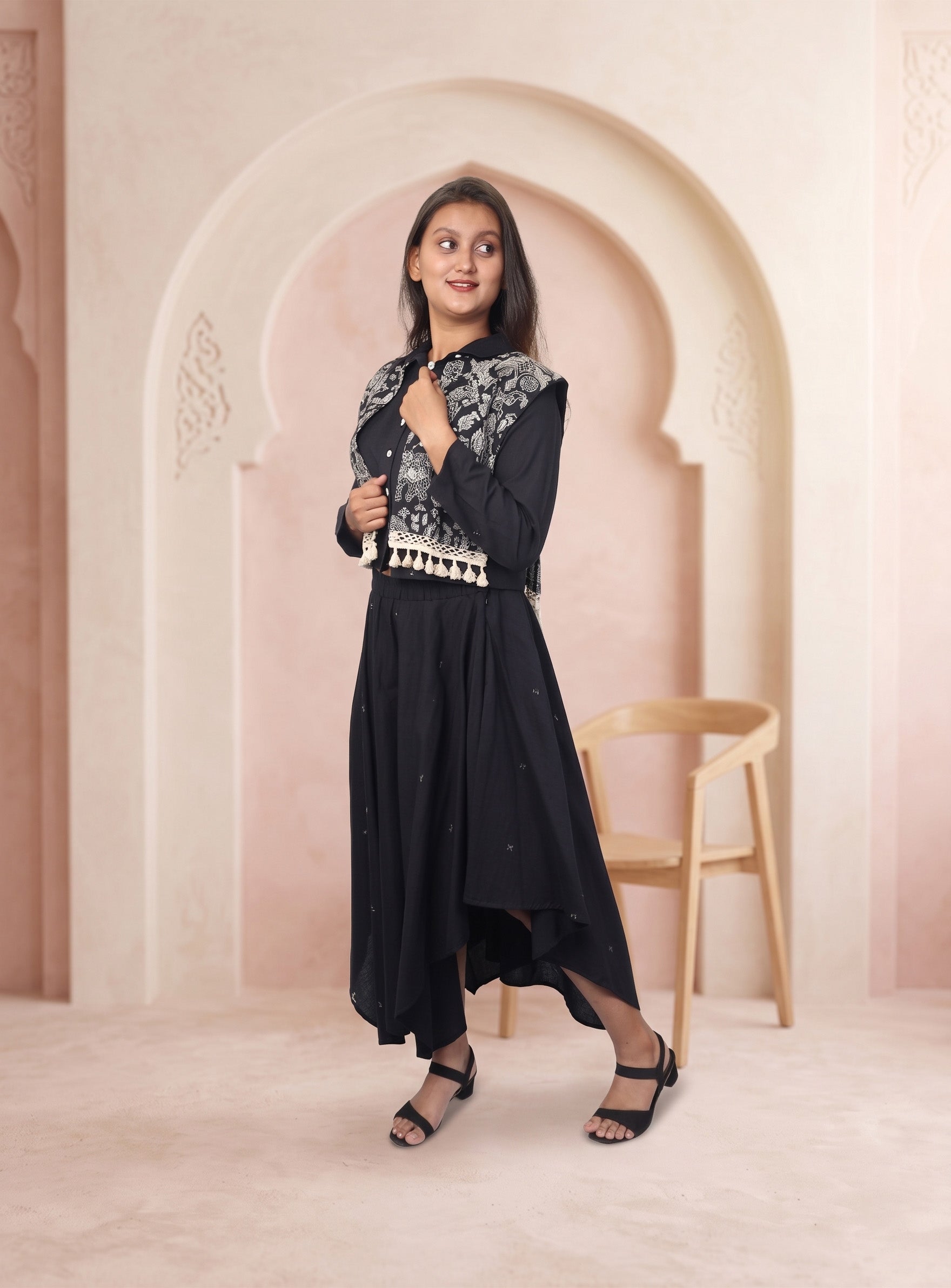 Black Handloom cotton co-ord set