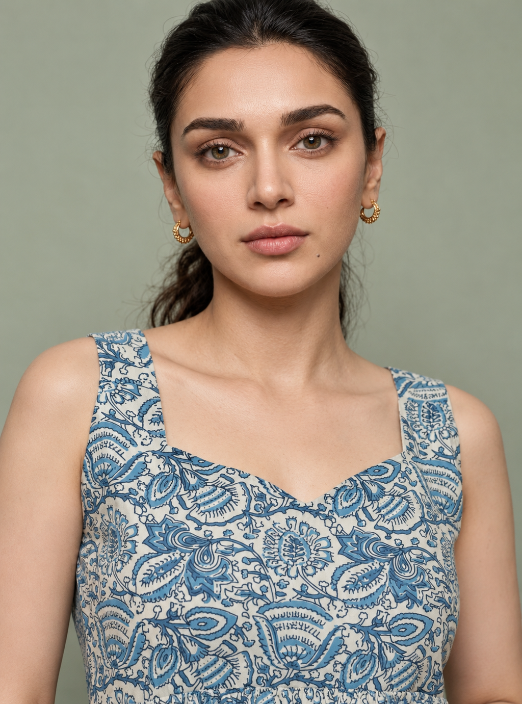 Bluebell Charm Blue Floral Print Cotton Short Kurta – Indieshades