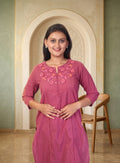Bright Maroon natural cotton straight suit set with dupatta
