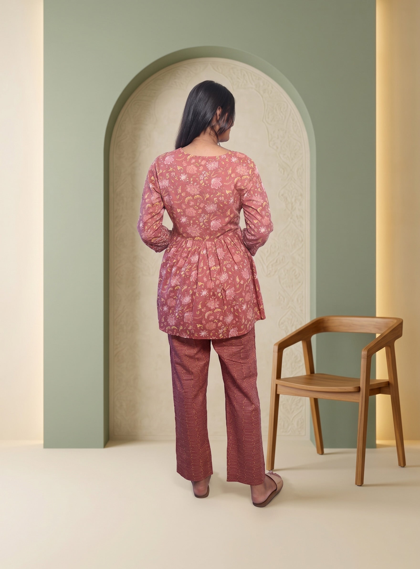 Cherry Pink printed cotton co-ord set