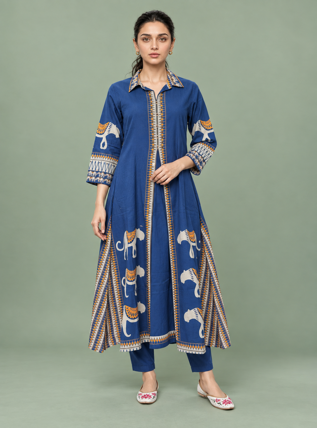 Cobalt Layers Fresh Blue Pure Cotton Layered A-Line Co-Ord Set