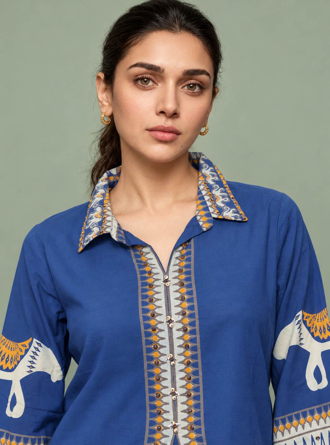 Cobalt Layers Fresh Blue Pure Cotton Layered A-Line Co-Ord Set