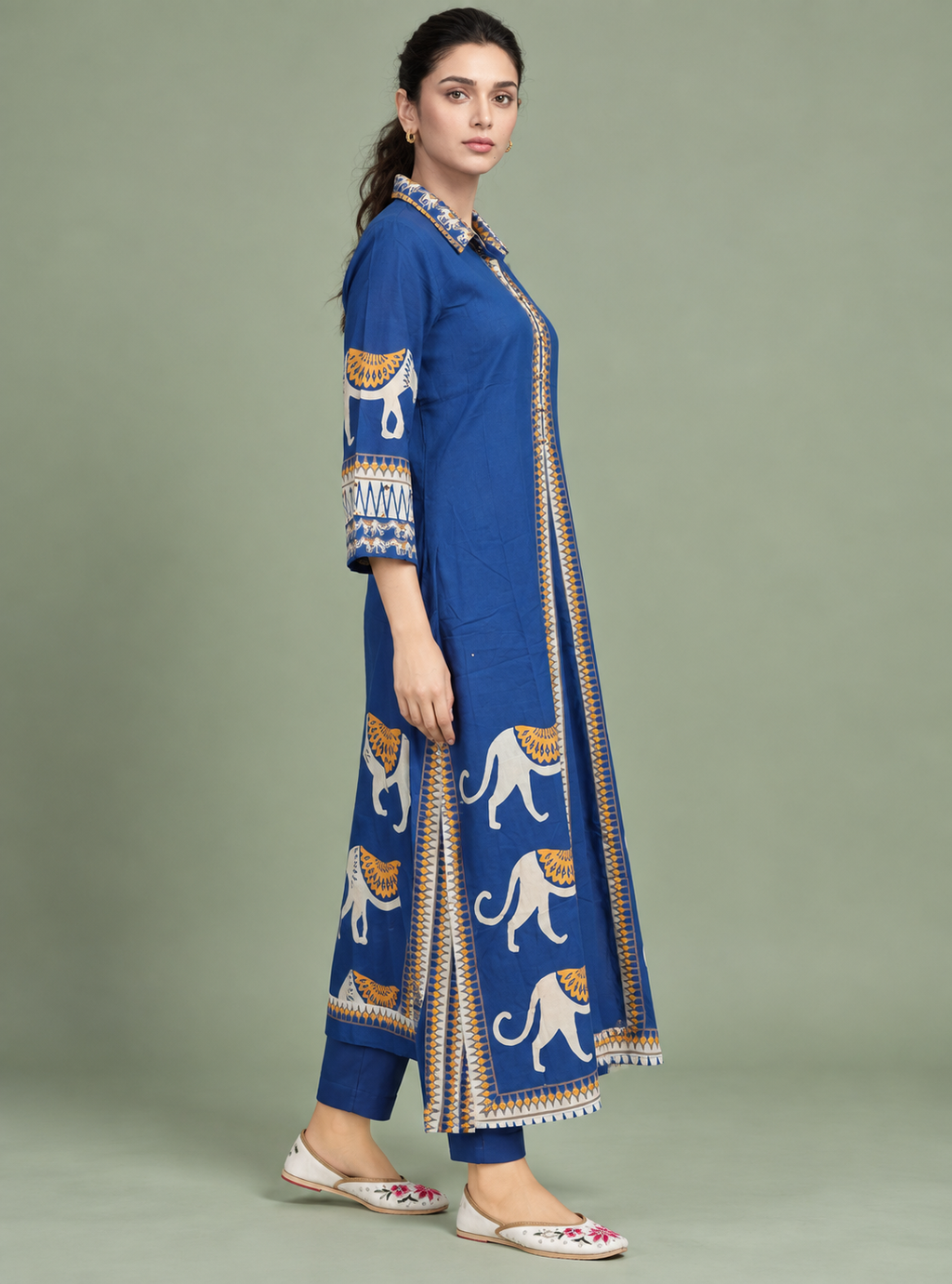 Cobalt Layers Fresh Blue Pure Cotton Layered A-Line Co-Ord Set