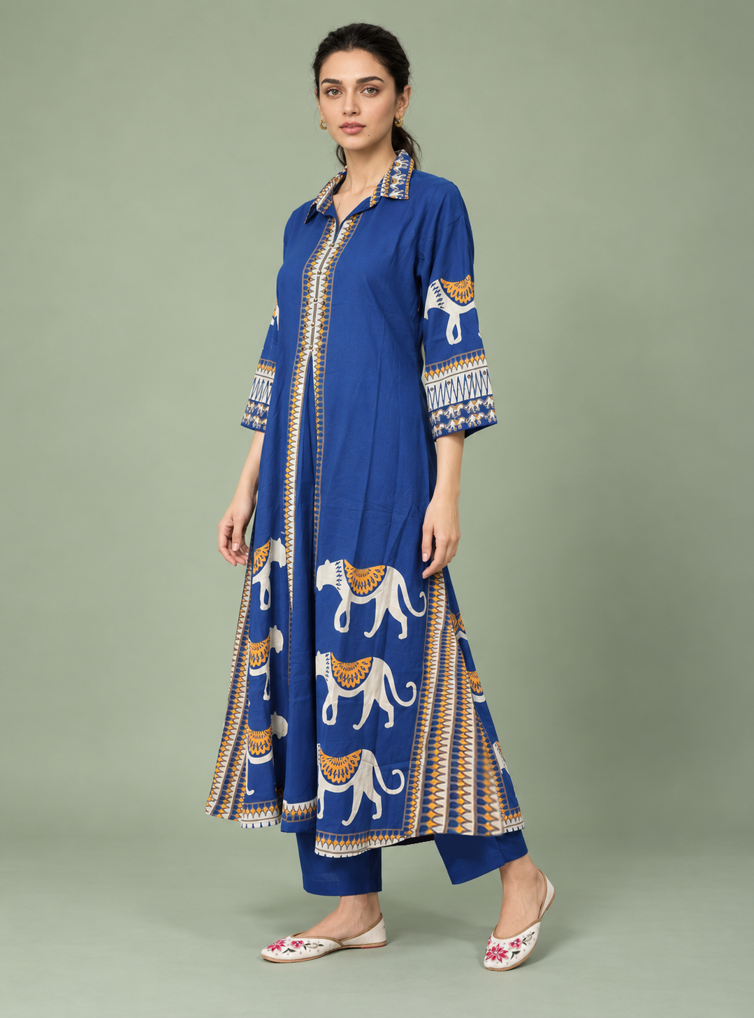 Cobalt Layers Fresh Blue Pure Cotton Layered A-Line Co-Ord Set