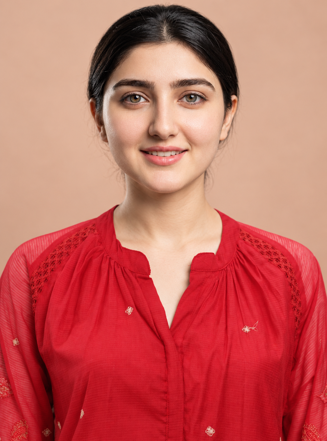 Crimson Rose Red Cotton Silk Kota Doriya Straight Suit Set with Dupatt – Indieshades