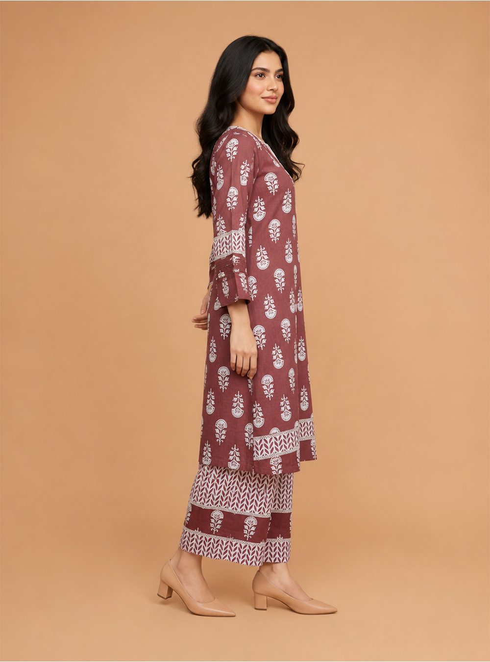 Dusty Blossom Cotton Printed Straight Suit Set with Dupatta