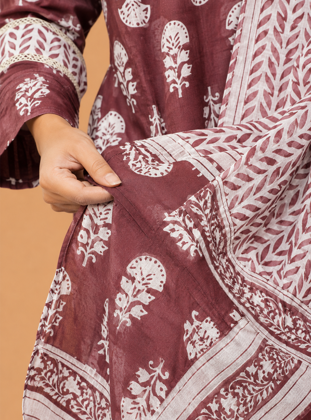 Dusty Blossom Cotton Printed Straight Suit Set with Dupatta