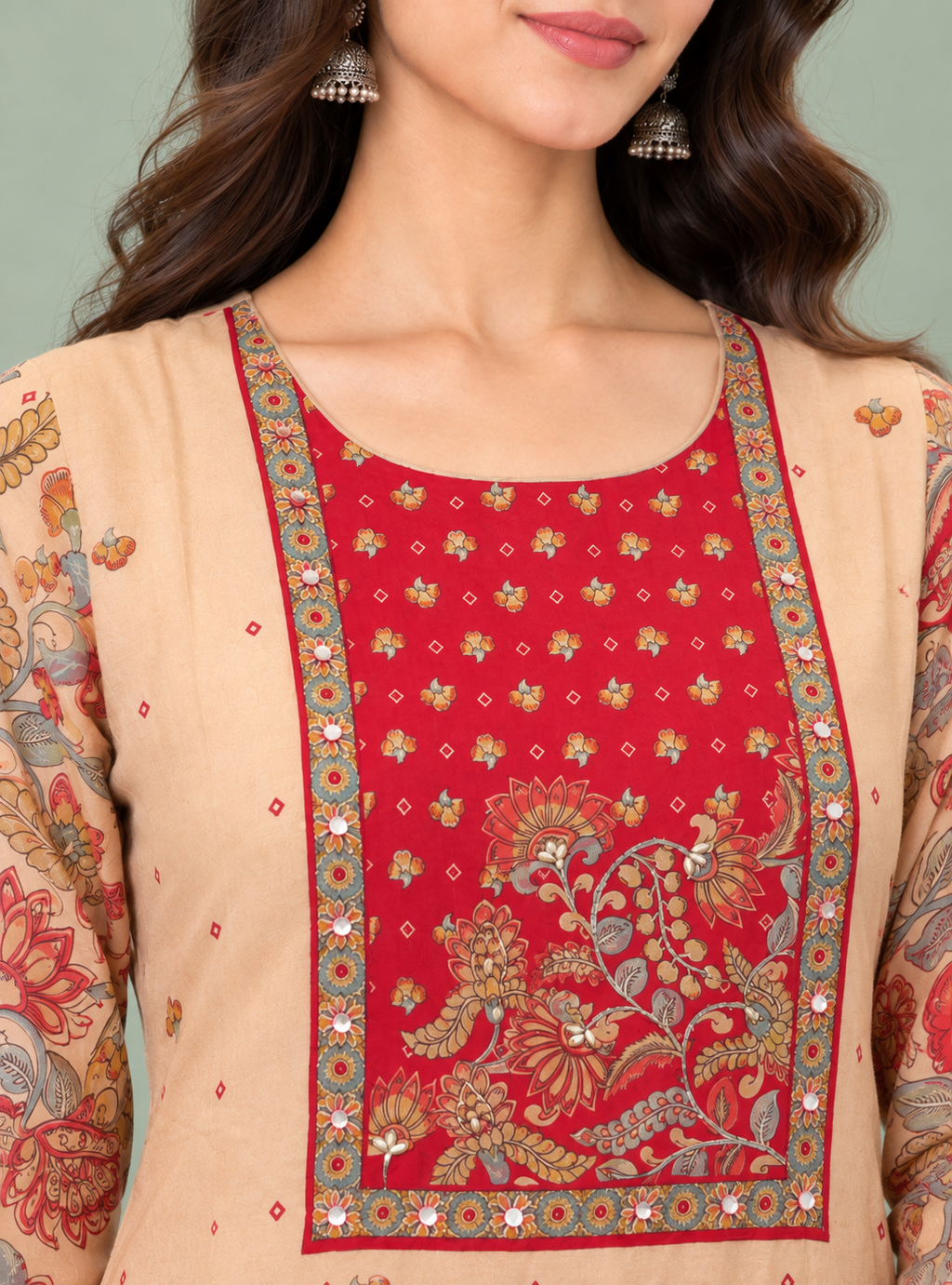 Blush Kalamkari Beige Pink Modal Kalamkari Print Suit Set with Dupatta