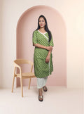 Green cotton angrakha straight co ord set