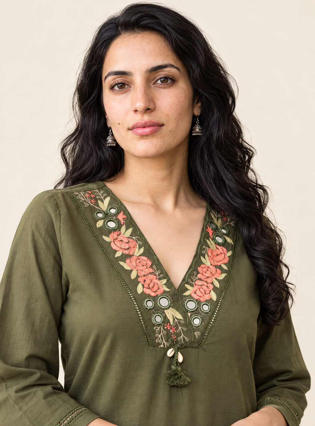 Henna Mosaic Mehandi Mul Cotton Embroidered Straight Suit Set with Dupatta