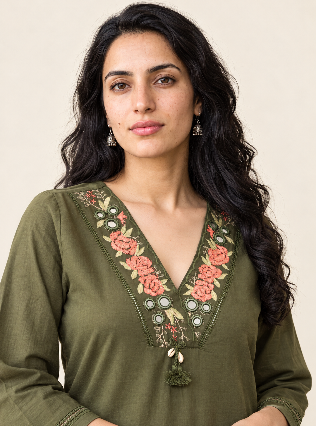 Henna Mosaic Mehandi Mul Cotton Embroidered Straight Suit Set with Dupatta