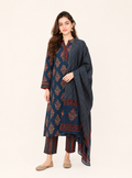 Indigo Heritage Cotton Printed Straight Suit Set with Dupatta