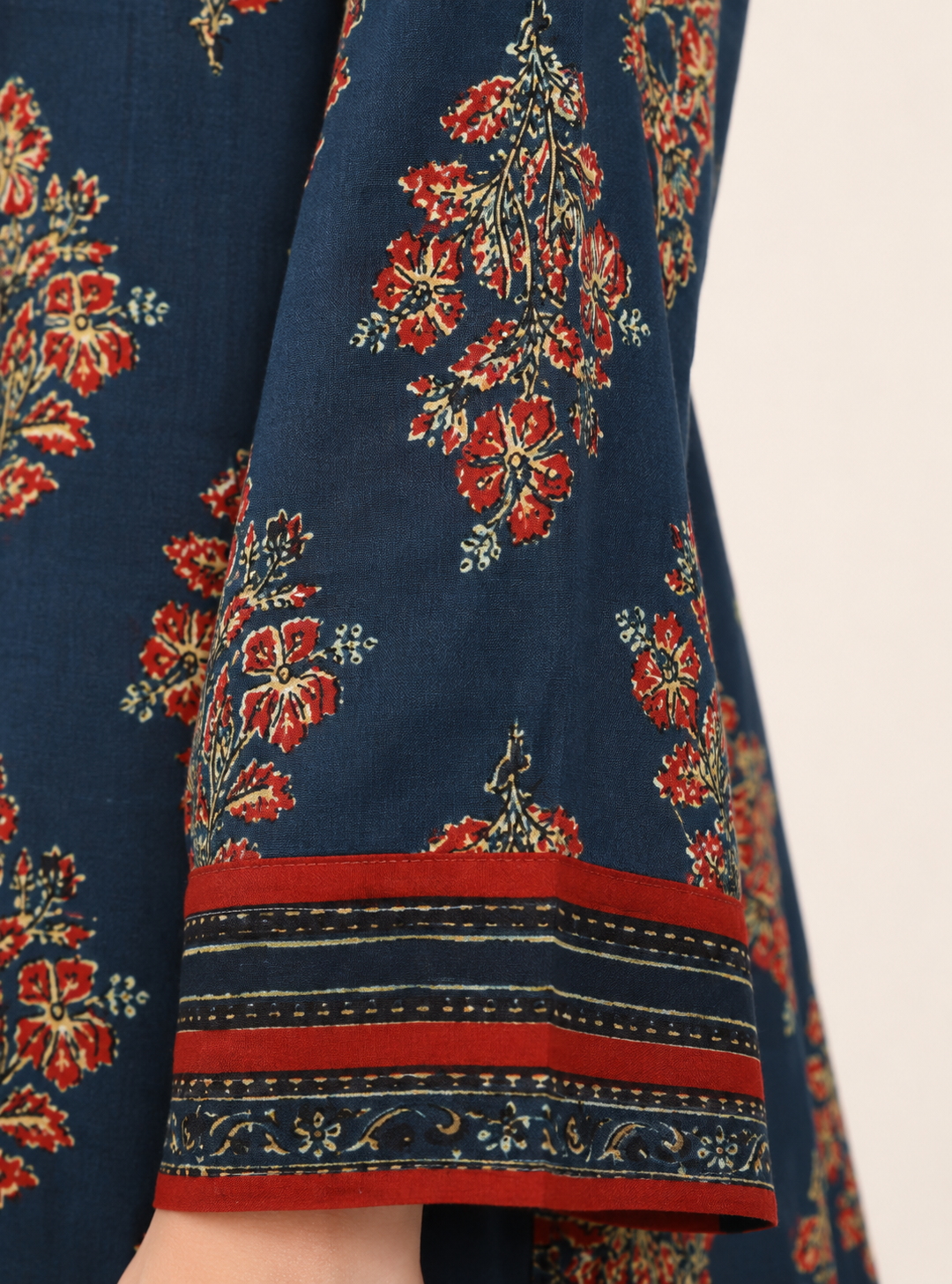Indigo Heritage Cotton Printed Straight Suit Set with Dupatta