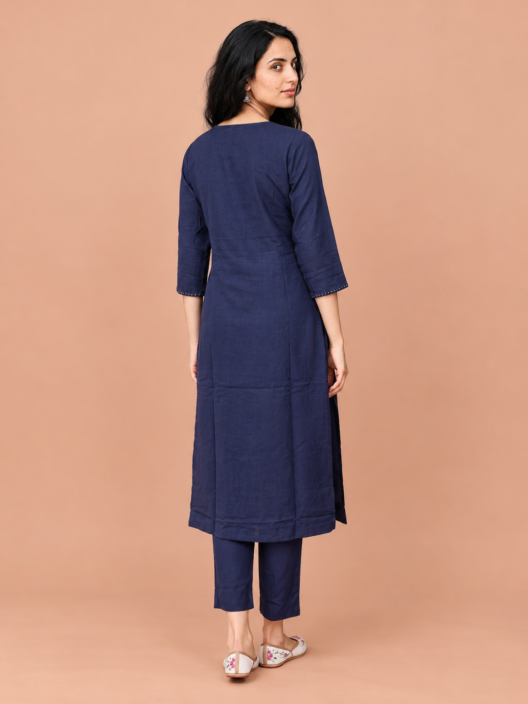 Indigo Earth Natural Dye Pure Cotton Handworked Suit Set with Dupatta