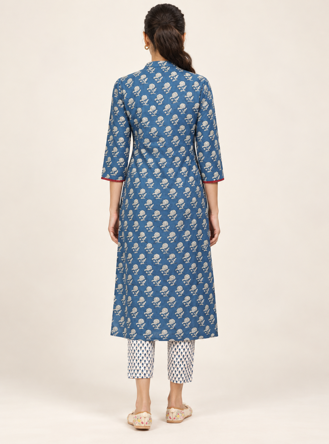 Indigo Whisper Pure Cotton Printed Straight Suit Set with Dupatta