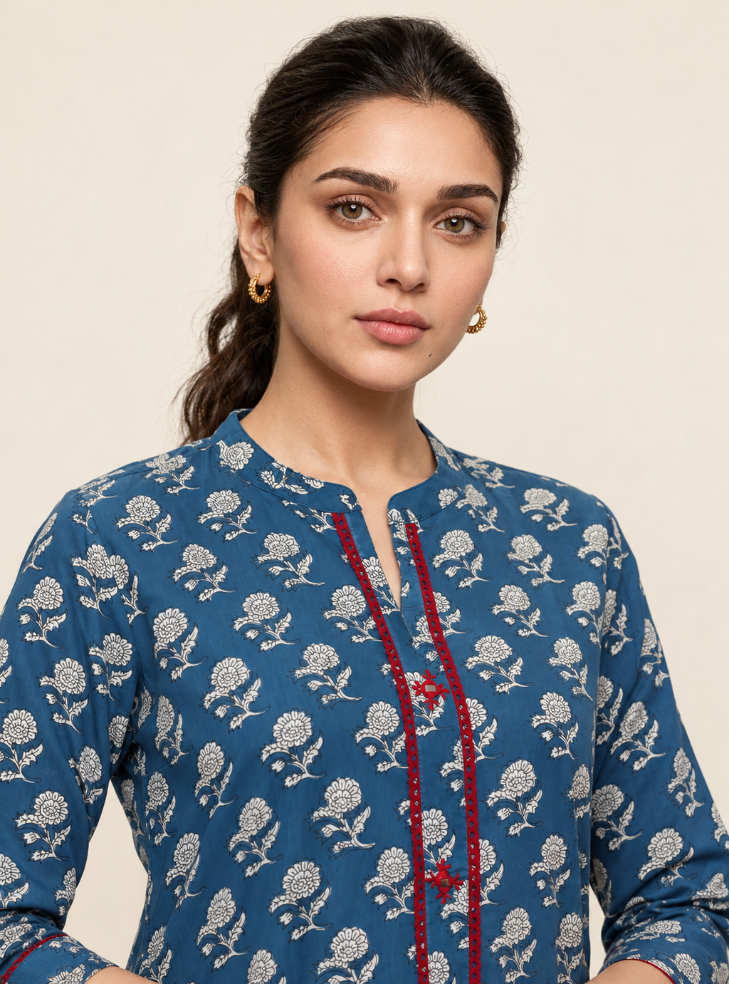 Indigo Whisper Pure Cotton Printed Straight Suit Set with Dupatta