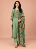 Kalamkari Willow Pista Soft Modal Kalamkari Print Handwork Suit Set with Dupatta