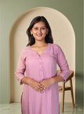 Lilac cotton silk straight suit set with dupatta
