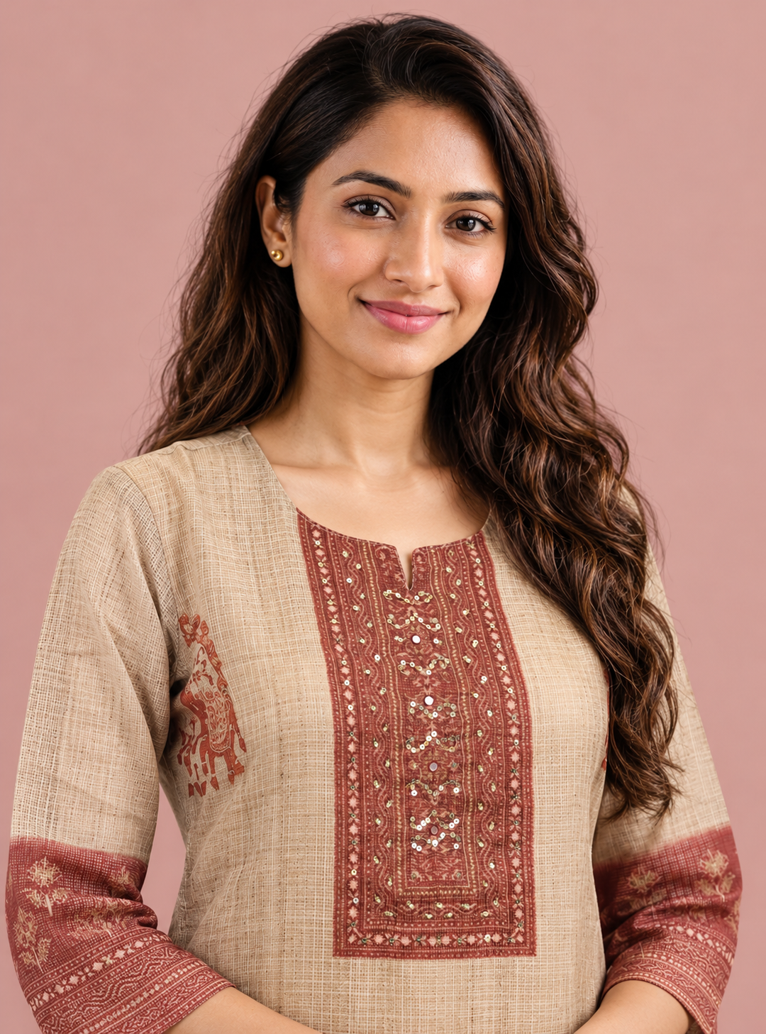 Loomstone Blue Kota Doriya Chanderi Block Print Suit Set with Dupatta