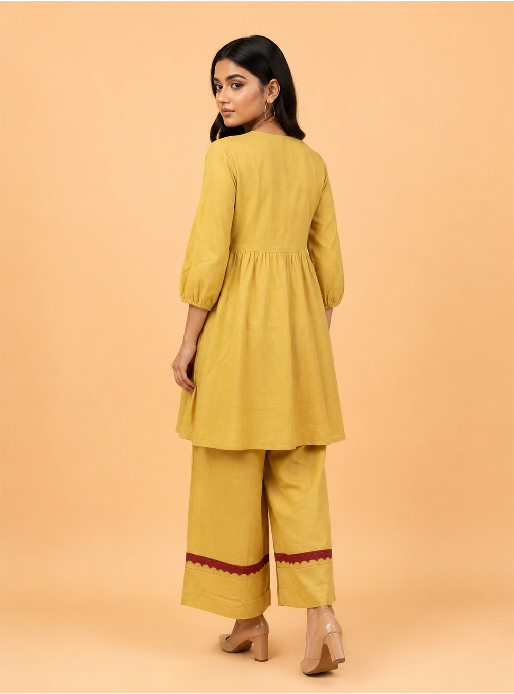 Golden Meadow Mustard Cotton Flared Co-Ord Set