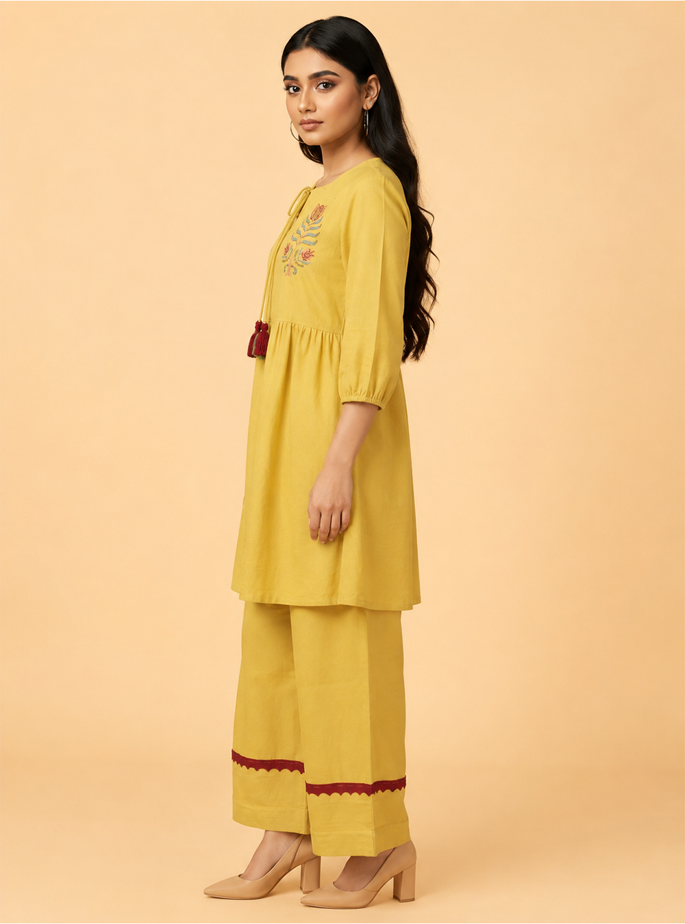 Golden Meadow Mustard Cotton Flared Co-Ord Set