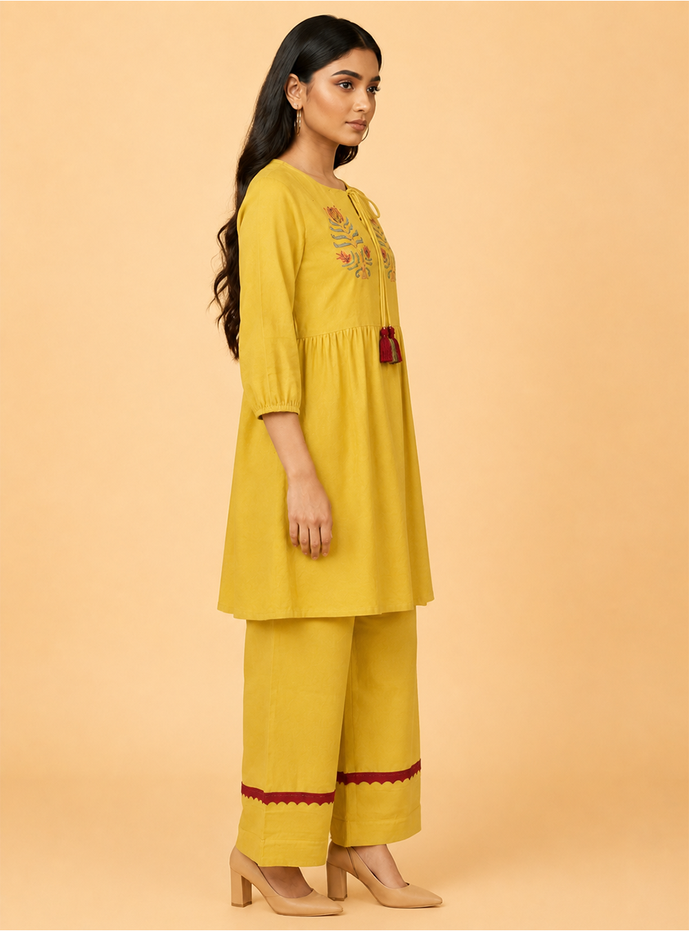Golden Meadow Mustard Cotton Flared Co-Ord Set