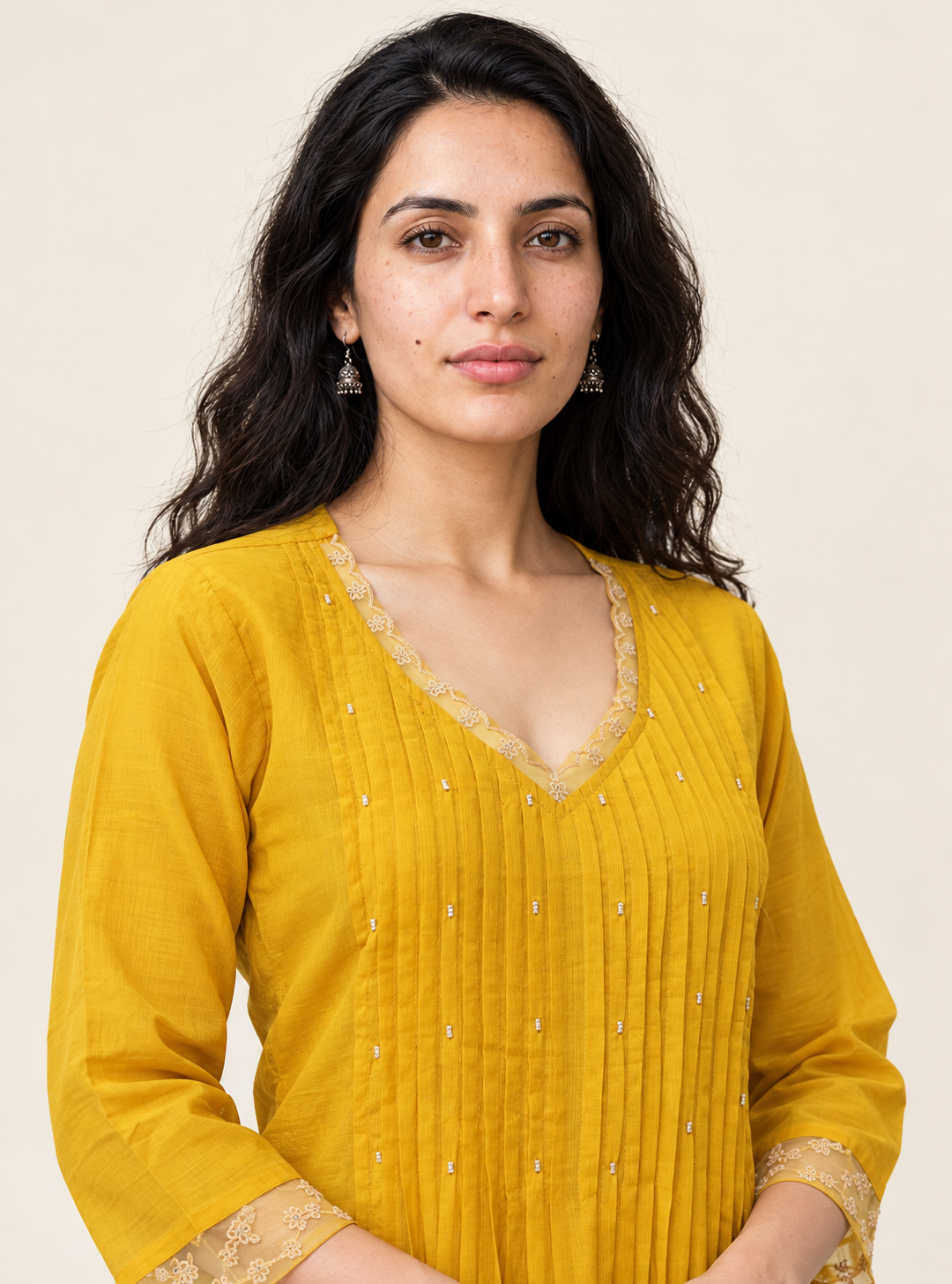 Marigold Lacework Yellow Pure Mul Cotton Anarkali Suit Set with Dupatta