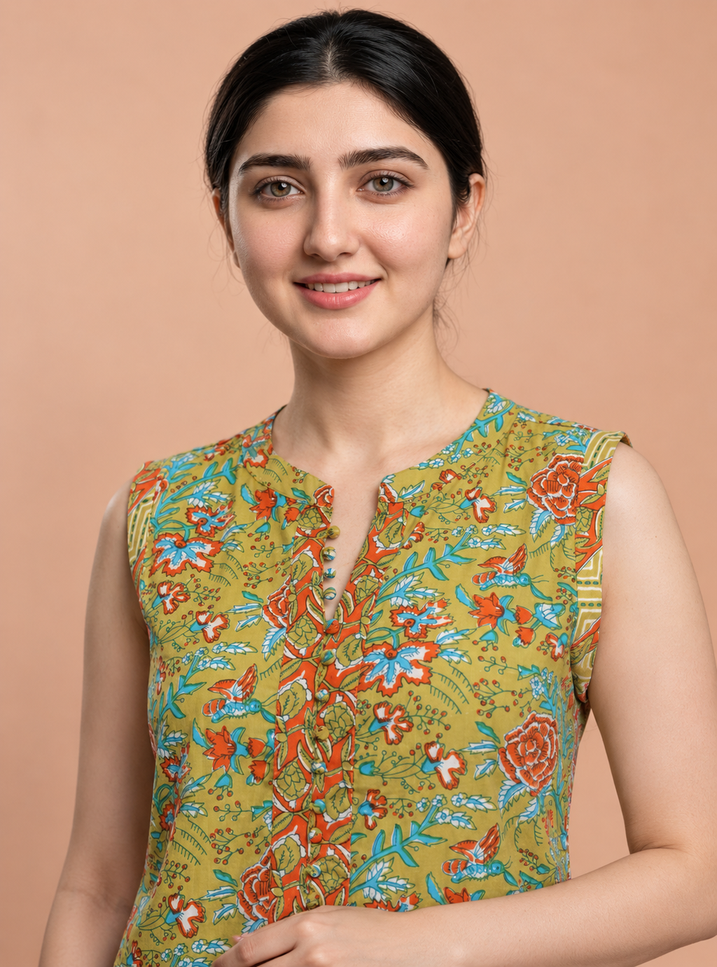 Meadow Fern Green Printed Cotton Straight Suit Set with Dupatta – Indieshades