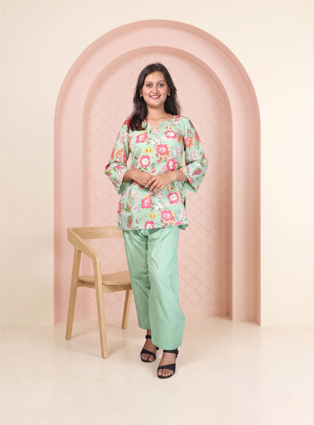 Mint floral cotton co-ord set