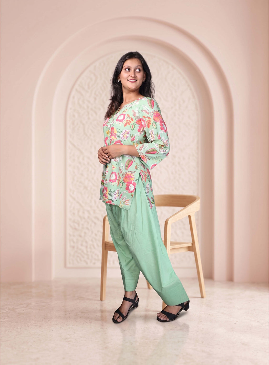 Mint floral cotton co-ord set