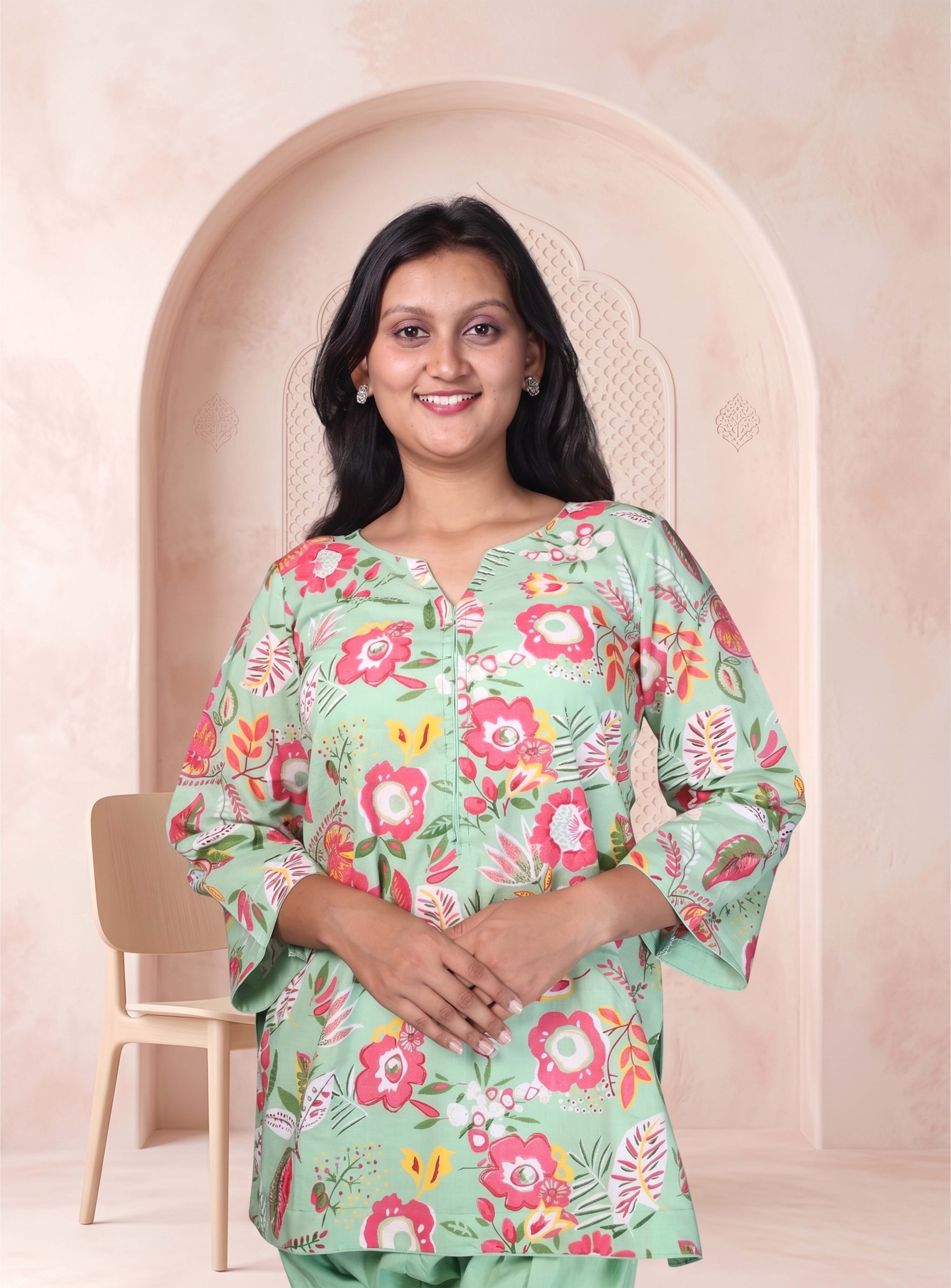 Mint floral cotton co-ord set